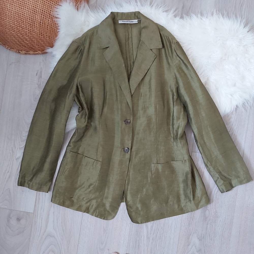 Emanuel Ungaro Linen-Blend Dustier Blazer Jacket